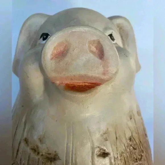 MANN Signed Studio Pottery Pig Piglet Shelf Decor 12" Brown Neutral Farmhouse - Picture 9 of 15